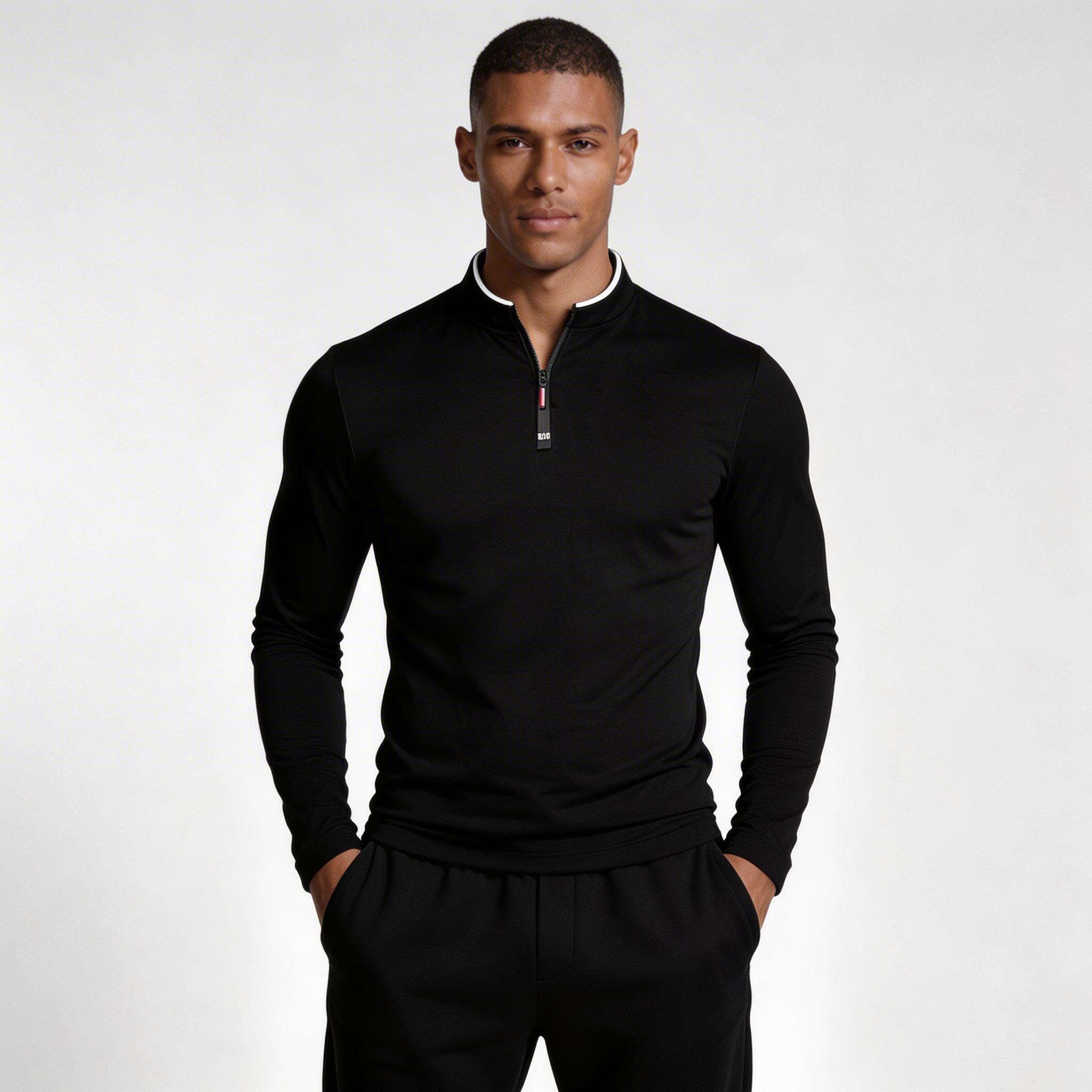 Long Sleeve Quarter-Zip Shirt Slim Fit for Men