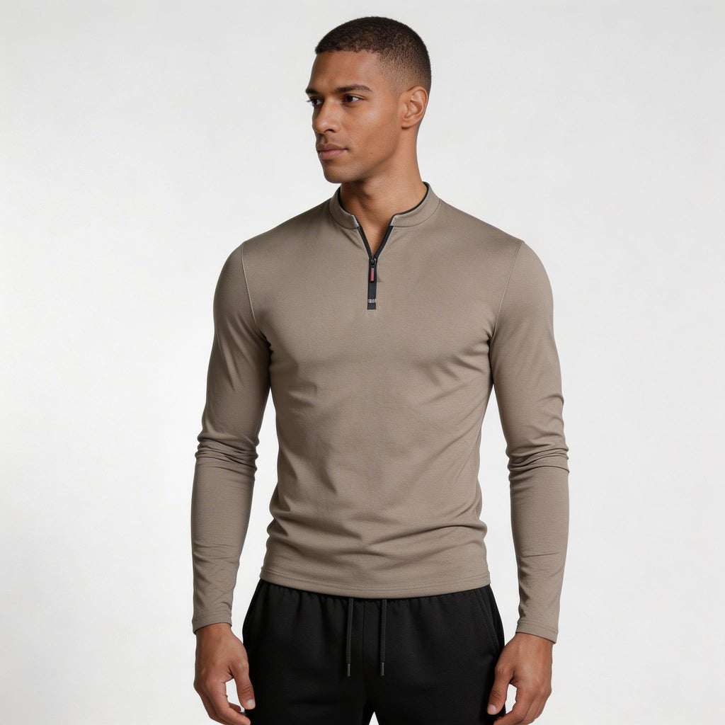 Long Sleeve Quarter-Zip Shirt Slim Fit for Men
