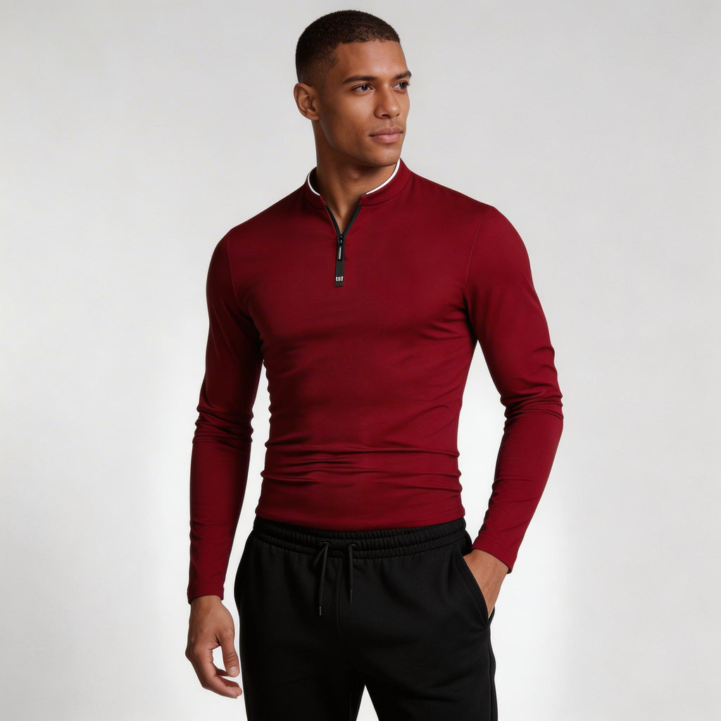 Long Sleeve Quarter-Zip Shirt Slim Fit for Men