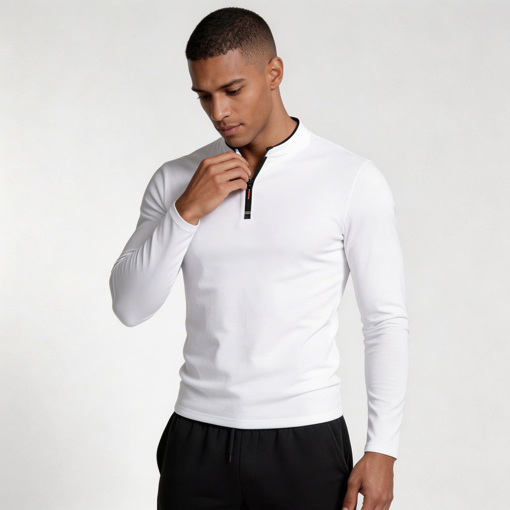 Long Sleeve Quarter-Zip Shirt Slim Fit for Men