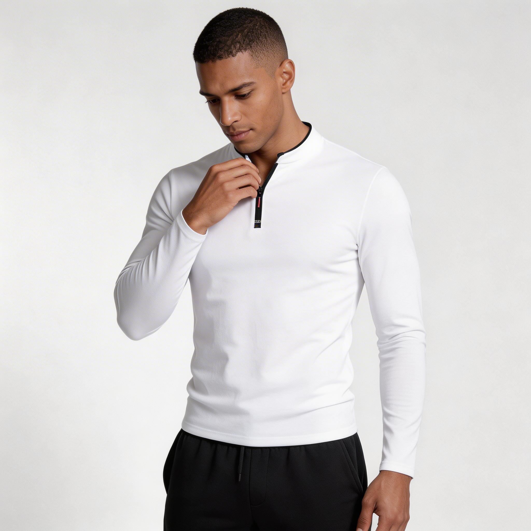Long Sleeve Quarter-Zip Shirt Slim Fit for Men