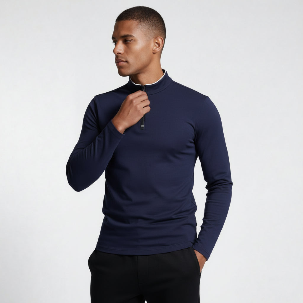 Long Sleeve Quarter-Zip Shirt Slim Fit for Men