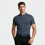 Stand Collar Henley Shirt Short Sleeve for Men