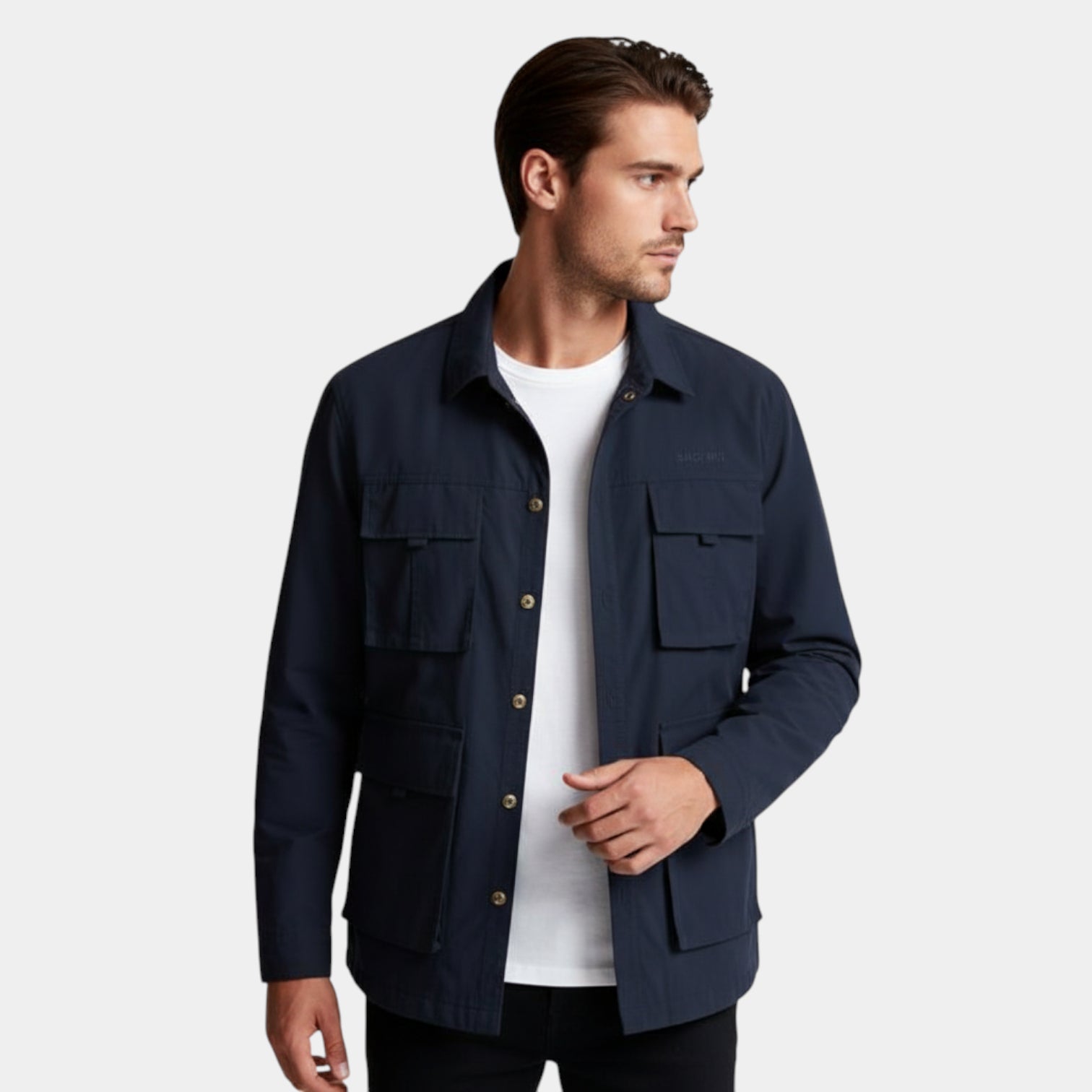 Utility Shirt Jacket Multi-Pocket Regular Fit for Men