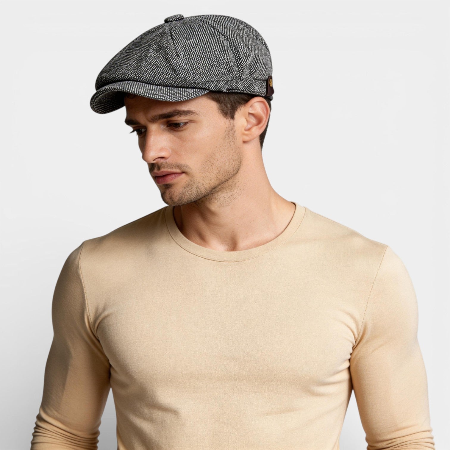Multi-Panel Newsboy Cap Curved Brim for Men