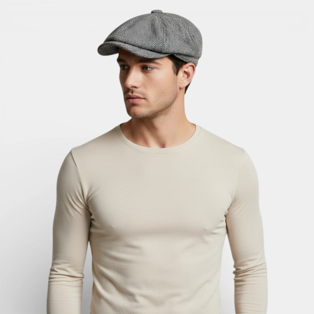 Multi-Panel Newsboy Cap Curved Brim for Men