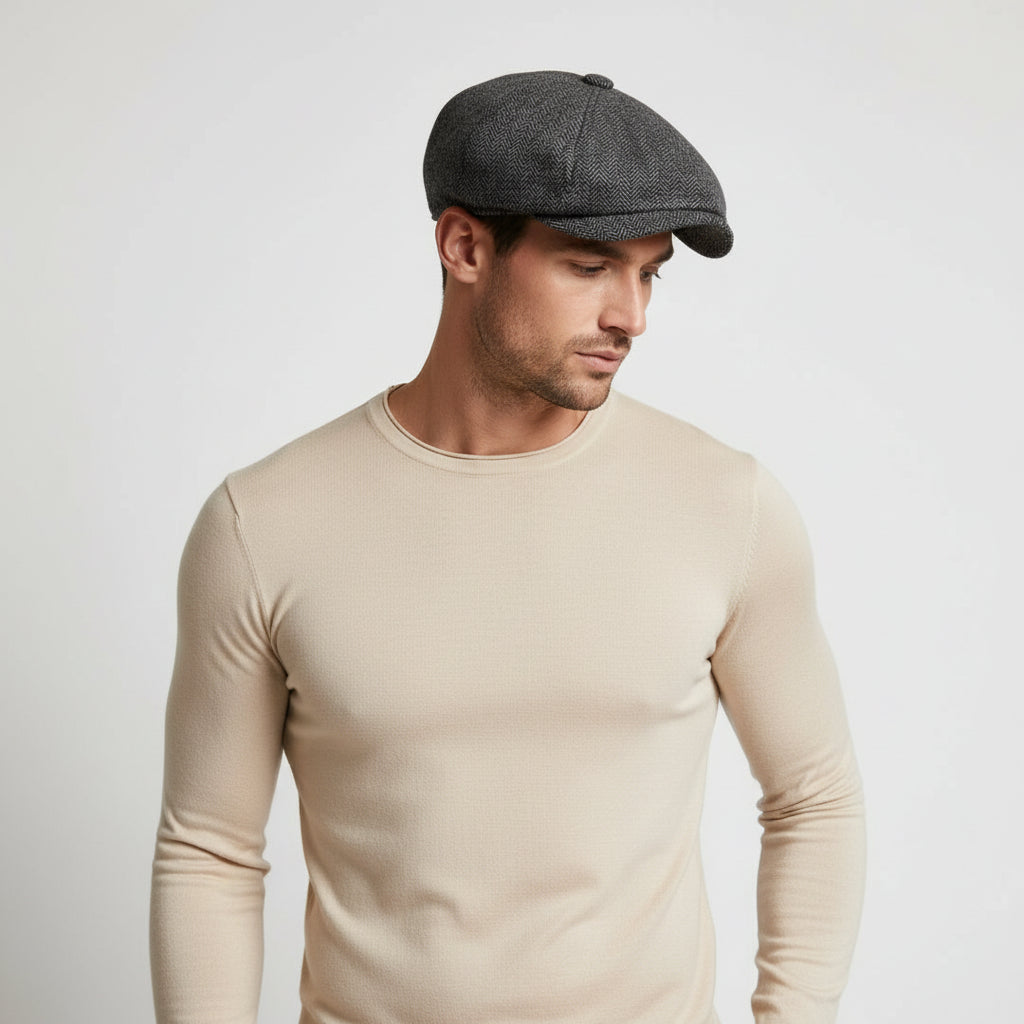 Multi-Panel Newsboy Cap Curved Brim for Men