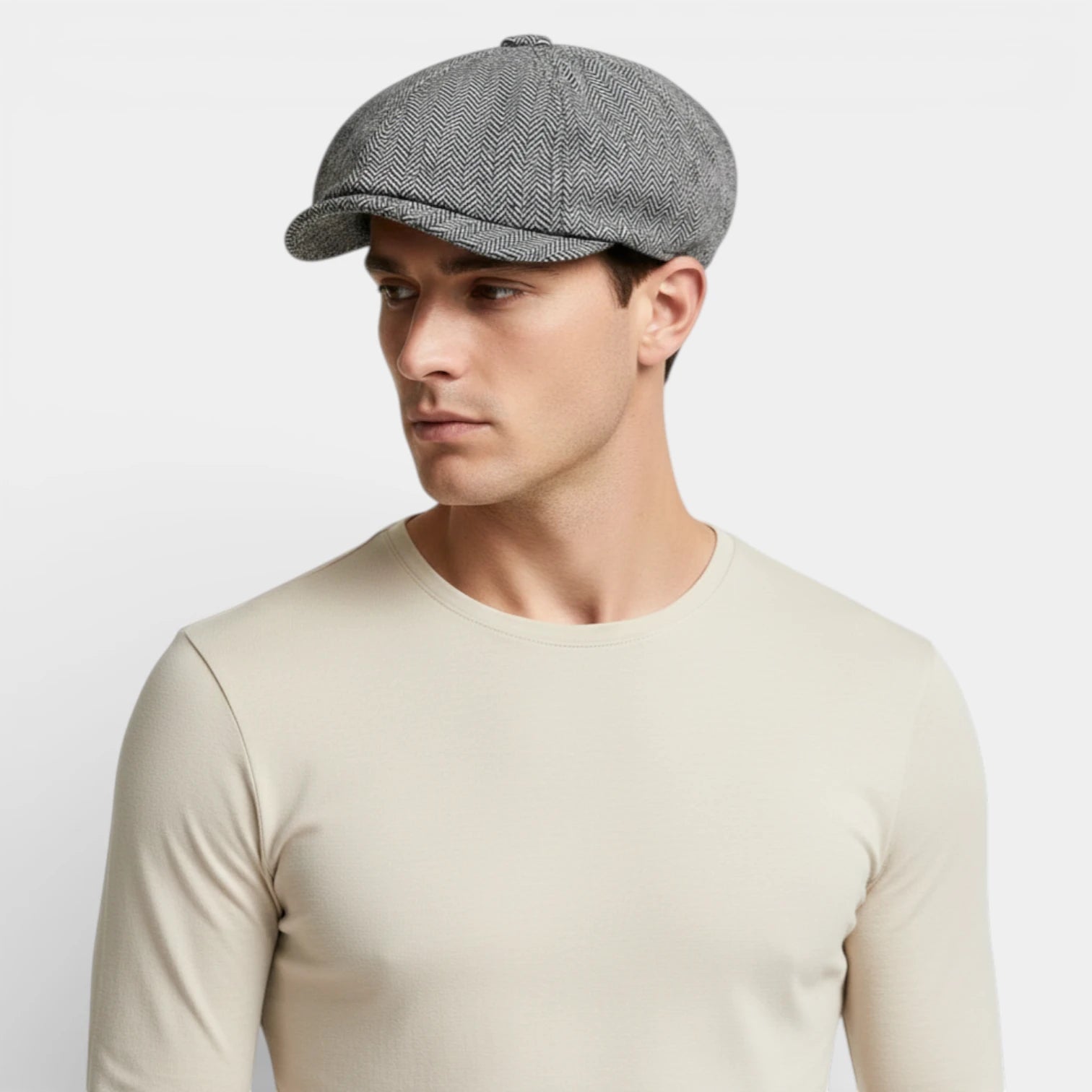 Multi-Panel Newsboy Cap Curved Brim for Men
