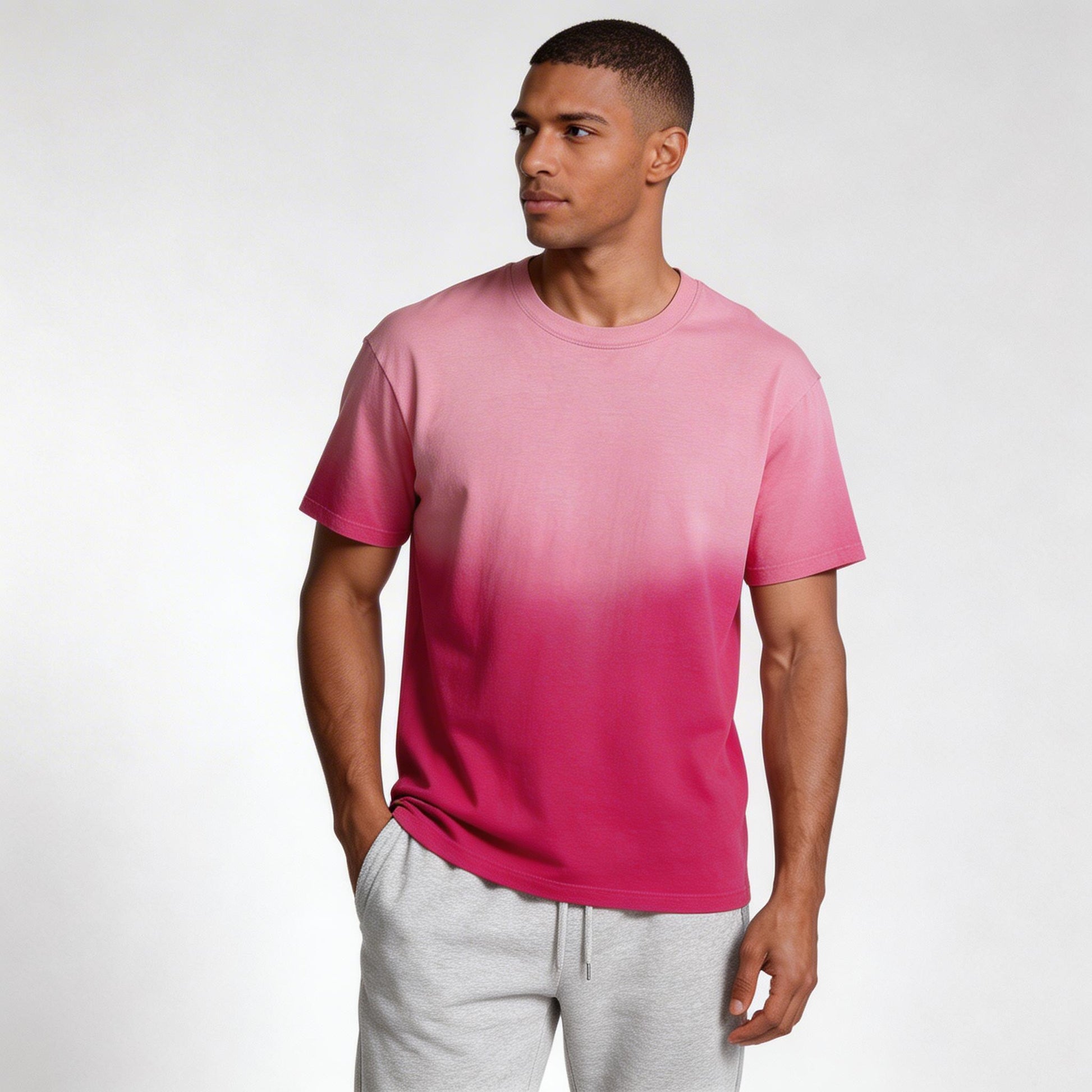Ombre Gradient Crew Neck T-Shirt Short Sleeve for Men
