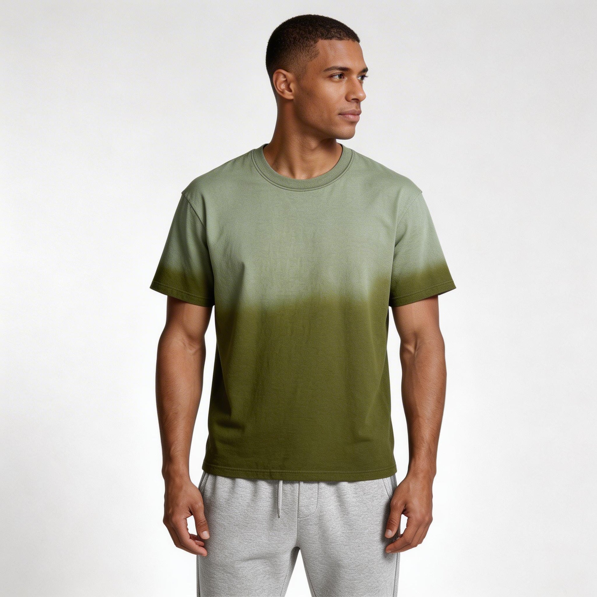 Ombre Gradient Crew Neck T-Shirt Short Sleeve for Men