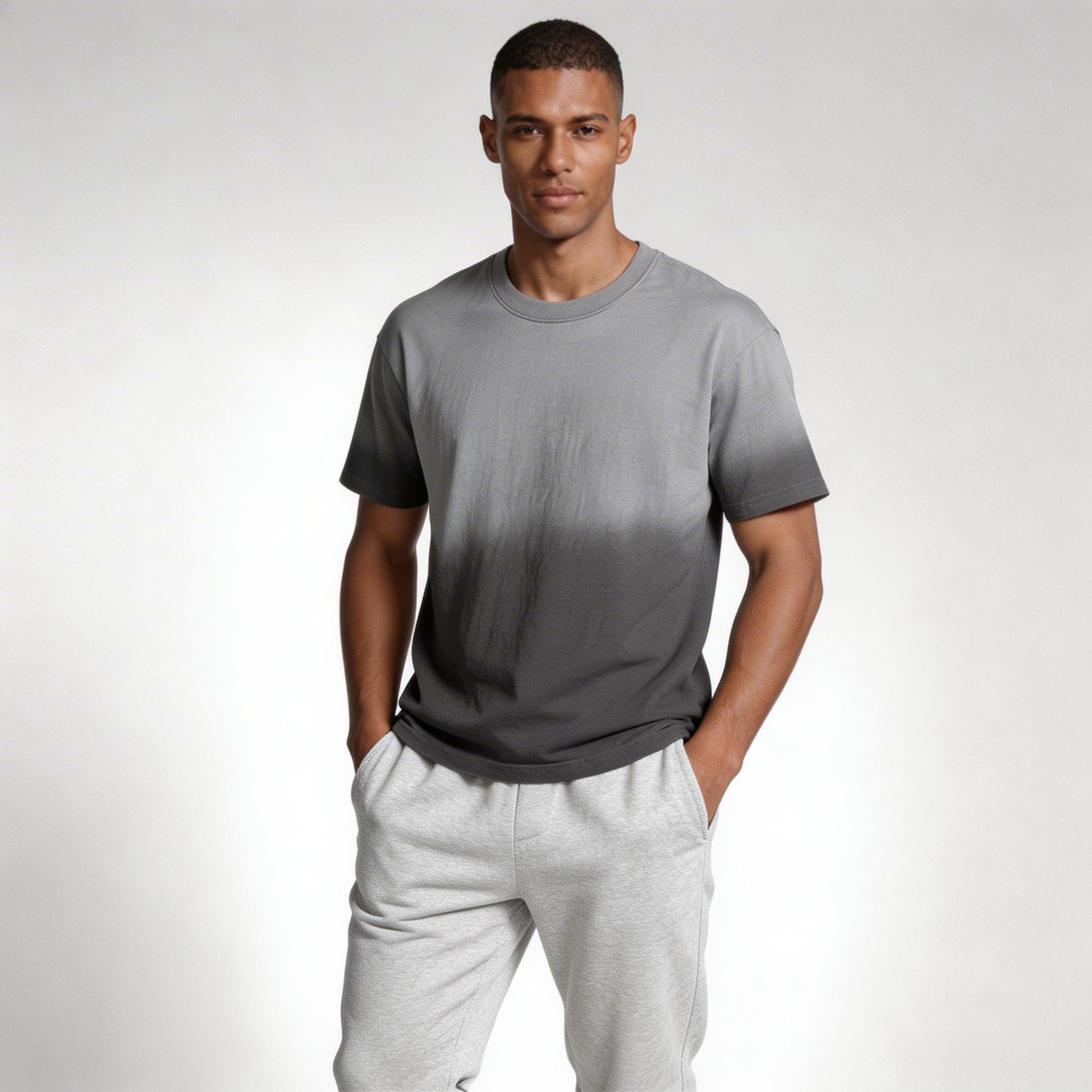 Ombre Gradient Crew Neck T-Shirt Short Sleeve for Men