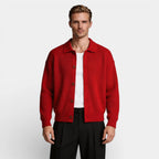 Collared Button-Up Rib Knit Cardigan Regular Fit for Men