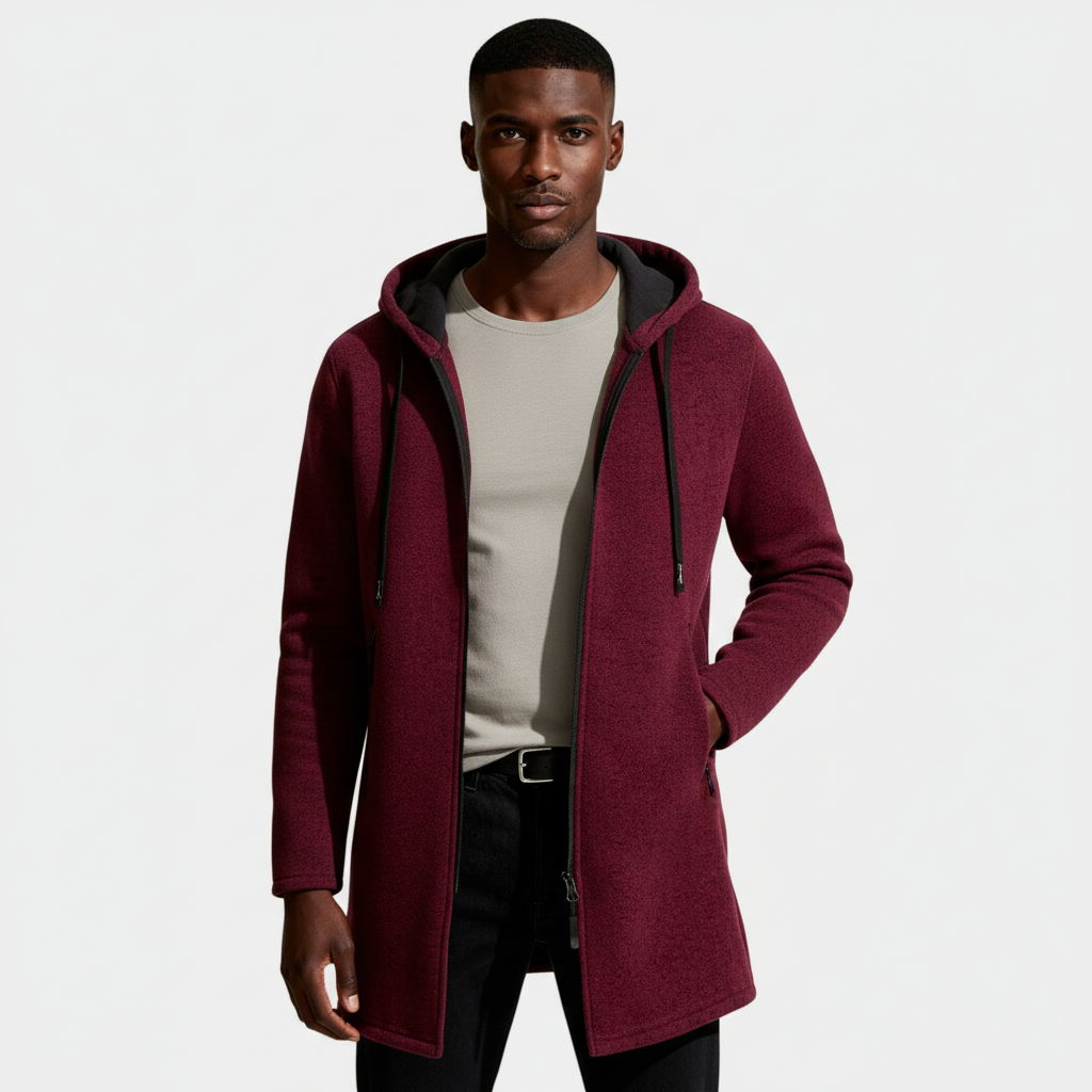 Longline Hooded Full-Zip Jacket Regular Fit for Men