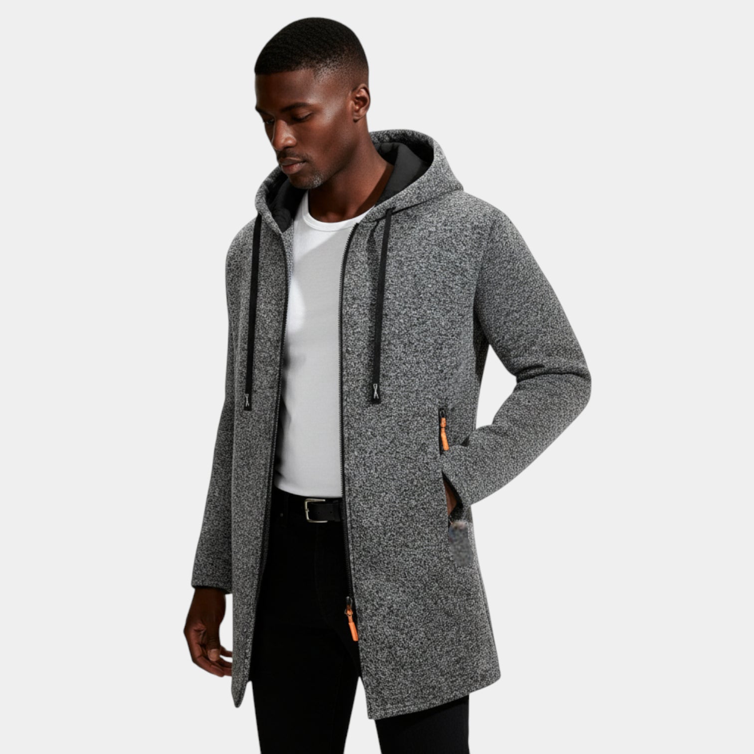 Longline Hooded Full-Zip Jacket Regular Fit for Men