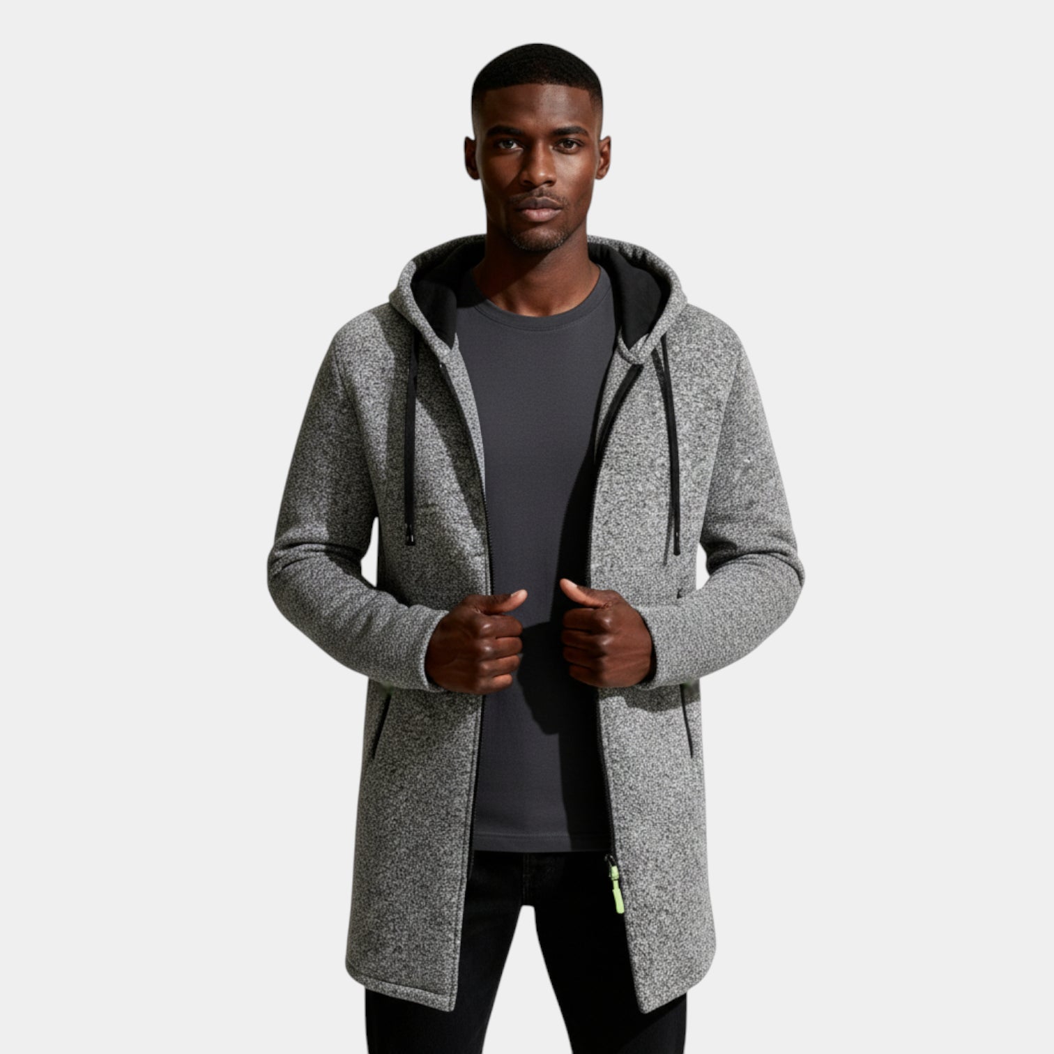 Longline Hooded Full-Zip Jacket Regular Fit for Men