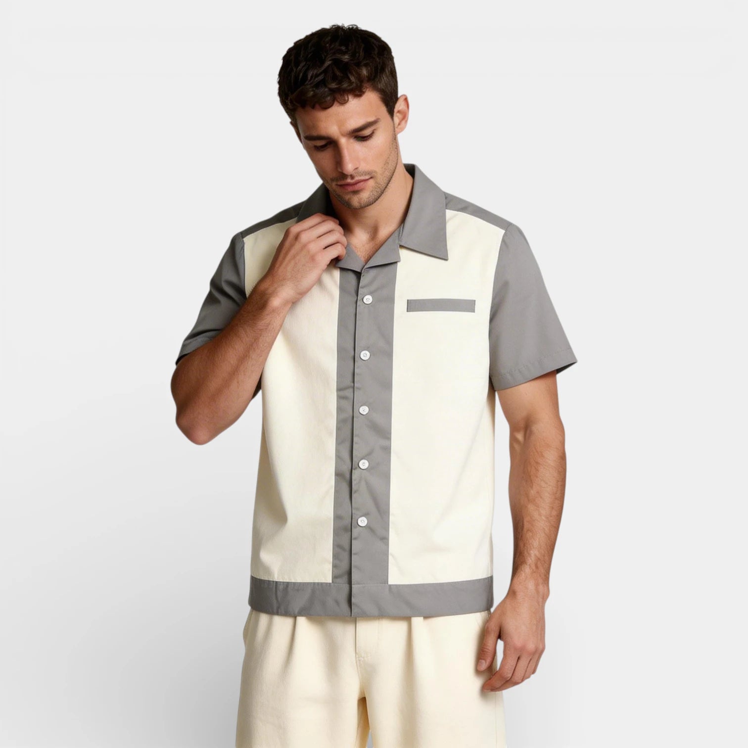 Short Sleeve Button-Up Shirt Regular Fit for Men