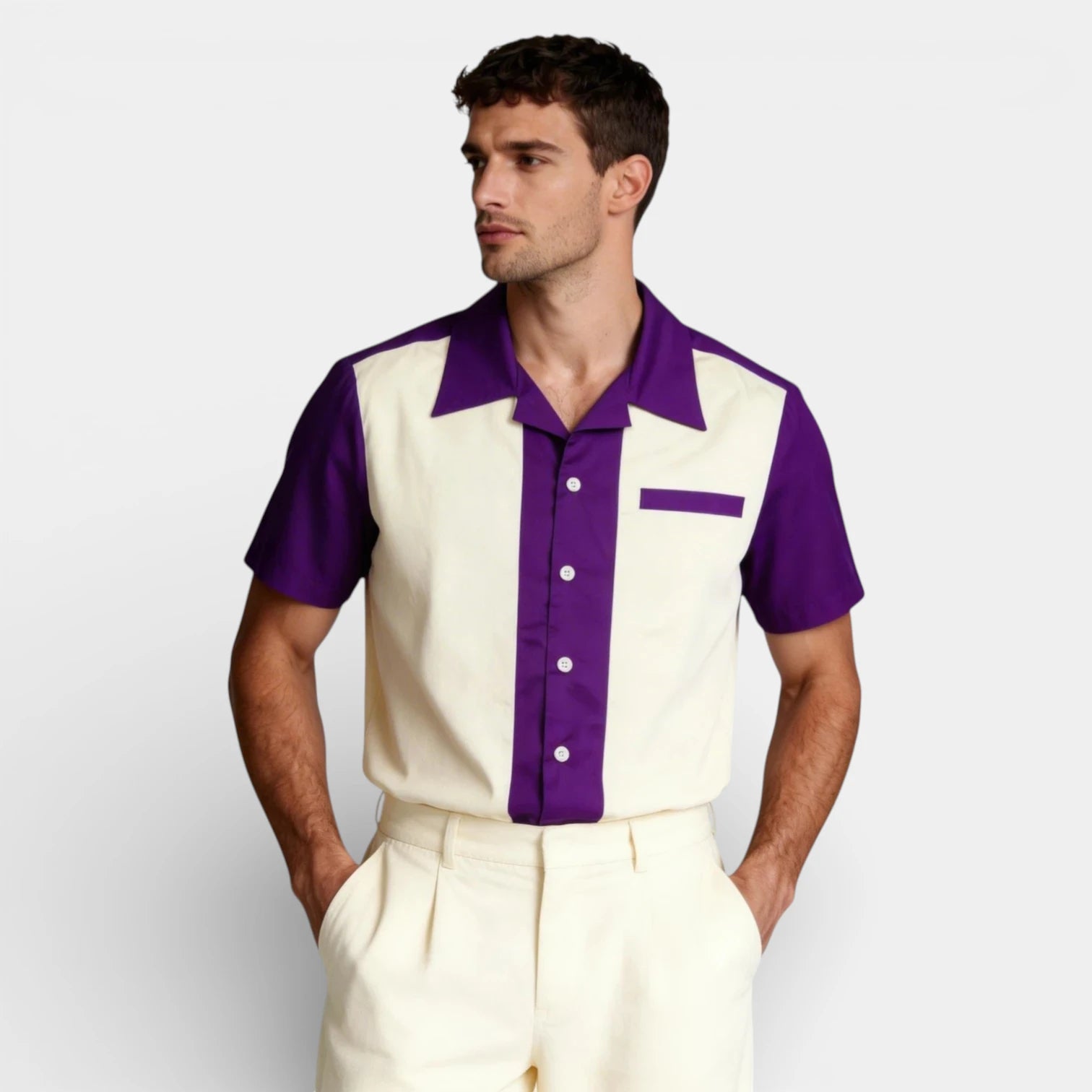 Short Sleeve Button-Up Shirt Regular Fit for Men