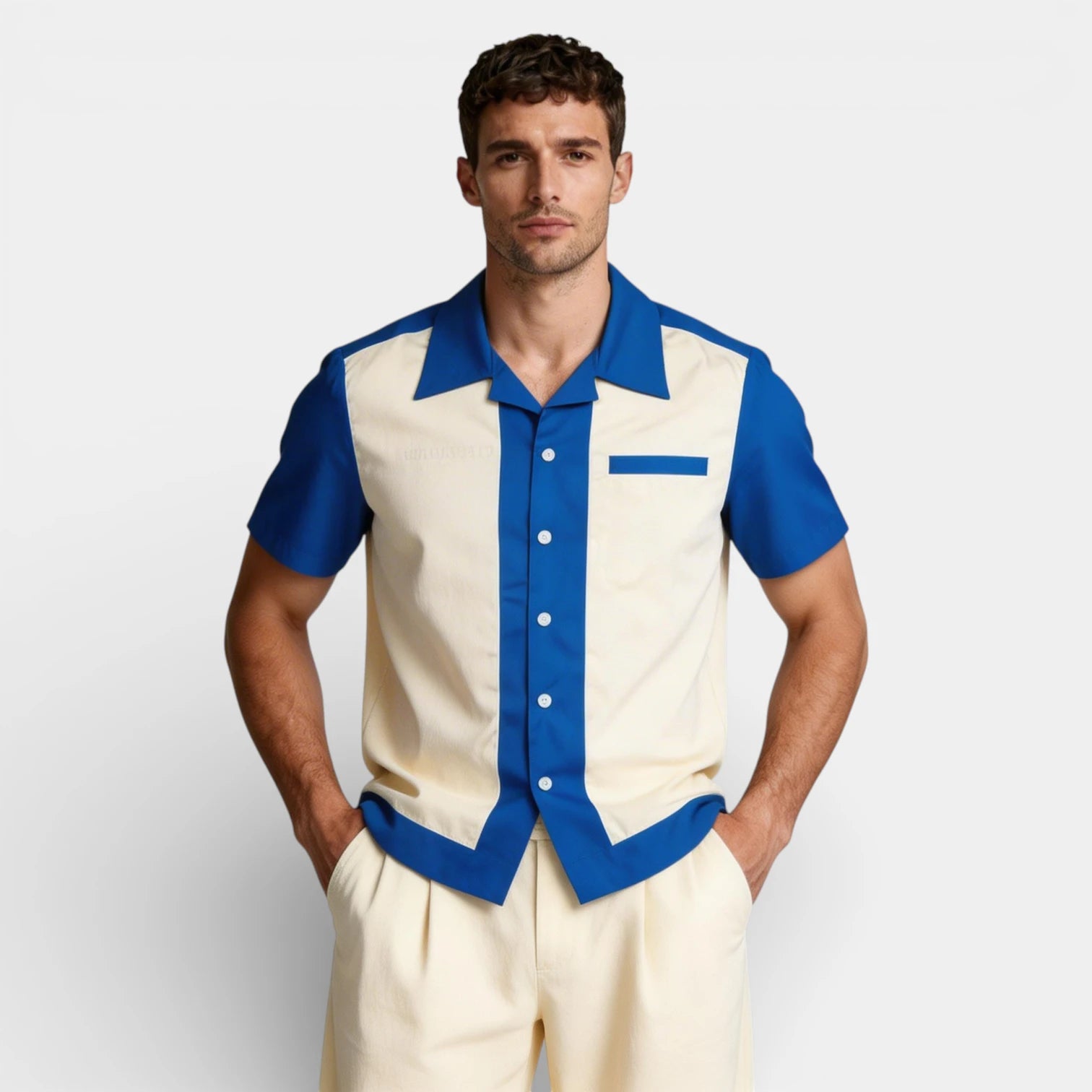 Short Sleeve Button-Up Shirt Regular Fit for Men