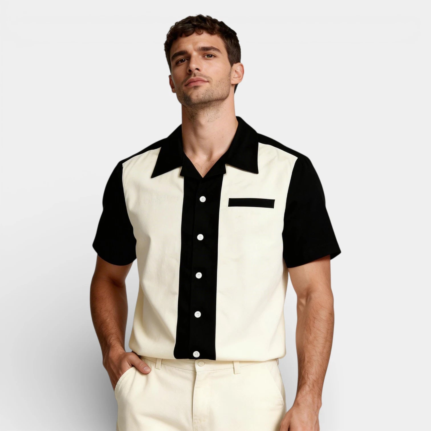 Short Sleeve Button-Up Shirt Regular Fit for Men