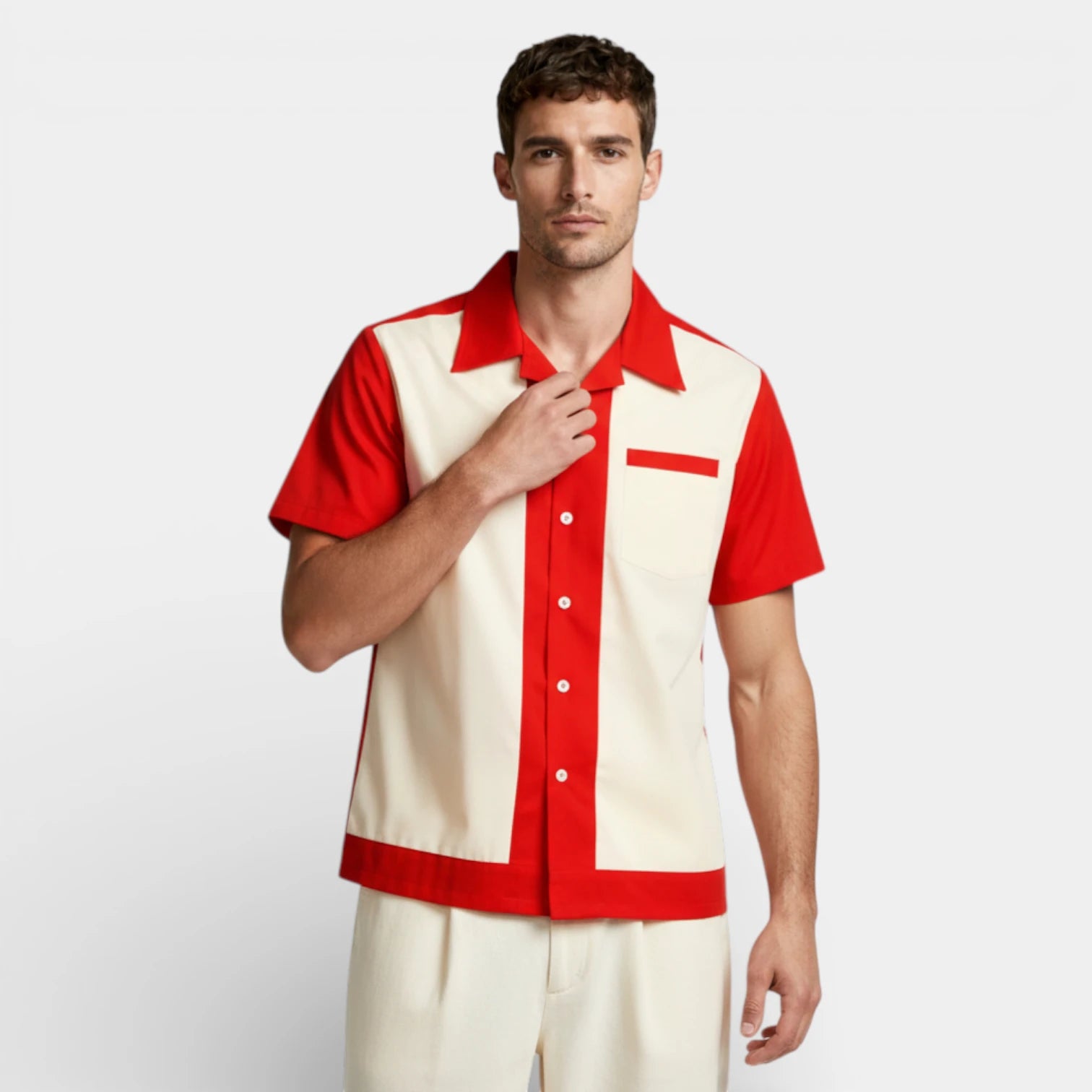 Short Sleeve Button-Up Shirt Regular Fit for Men