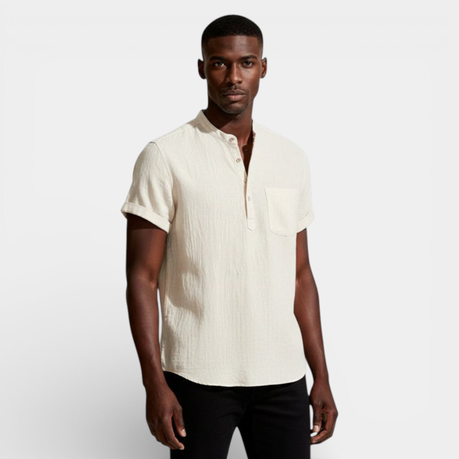 Henley Shirt Short Sleeve Regular Fit for Men