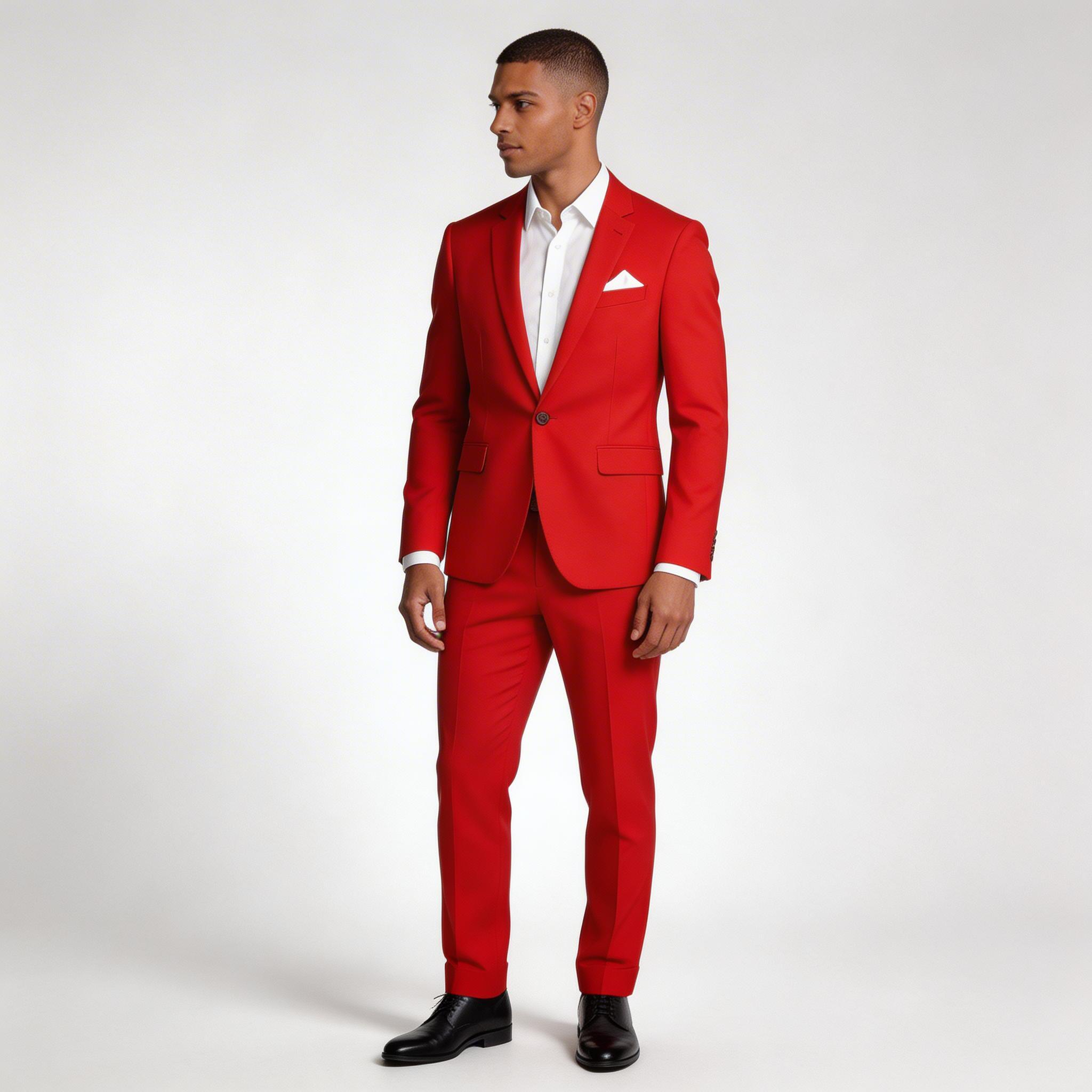 Single Button Blazer Tailored Trousers Suit Set for Men