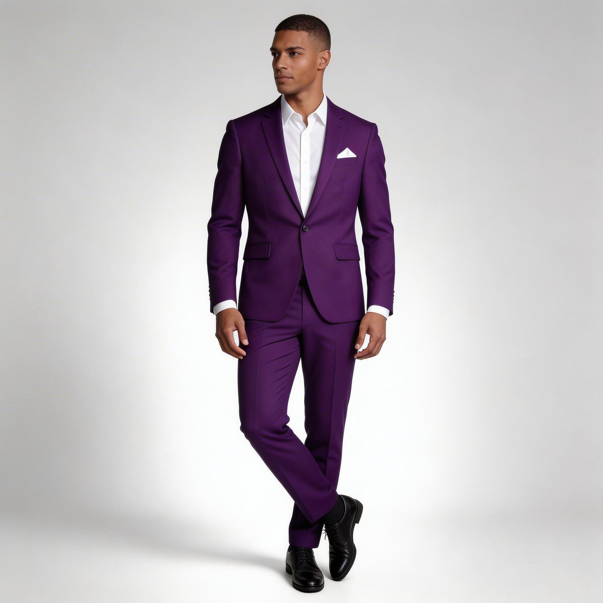 Single Button Blazer Tailored Trousers Suit Set for Men