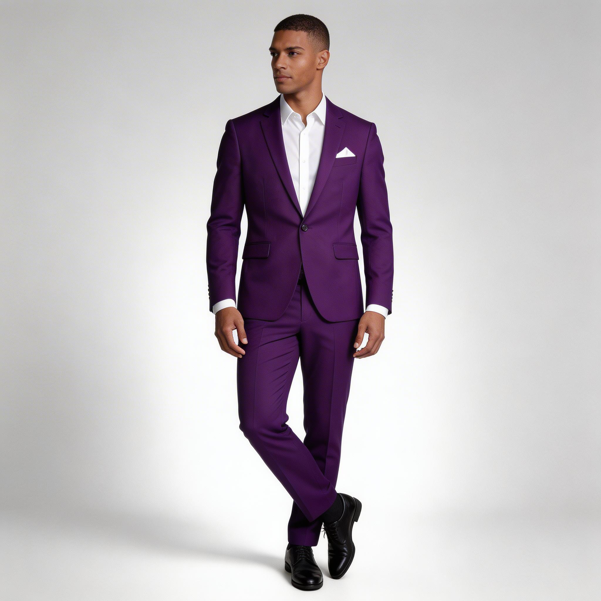 Single Button Blazer Tailored Trousers Suit Set for Men