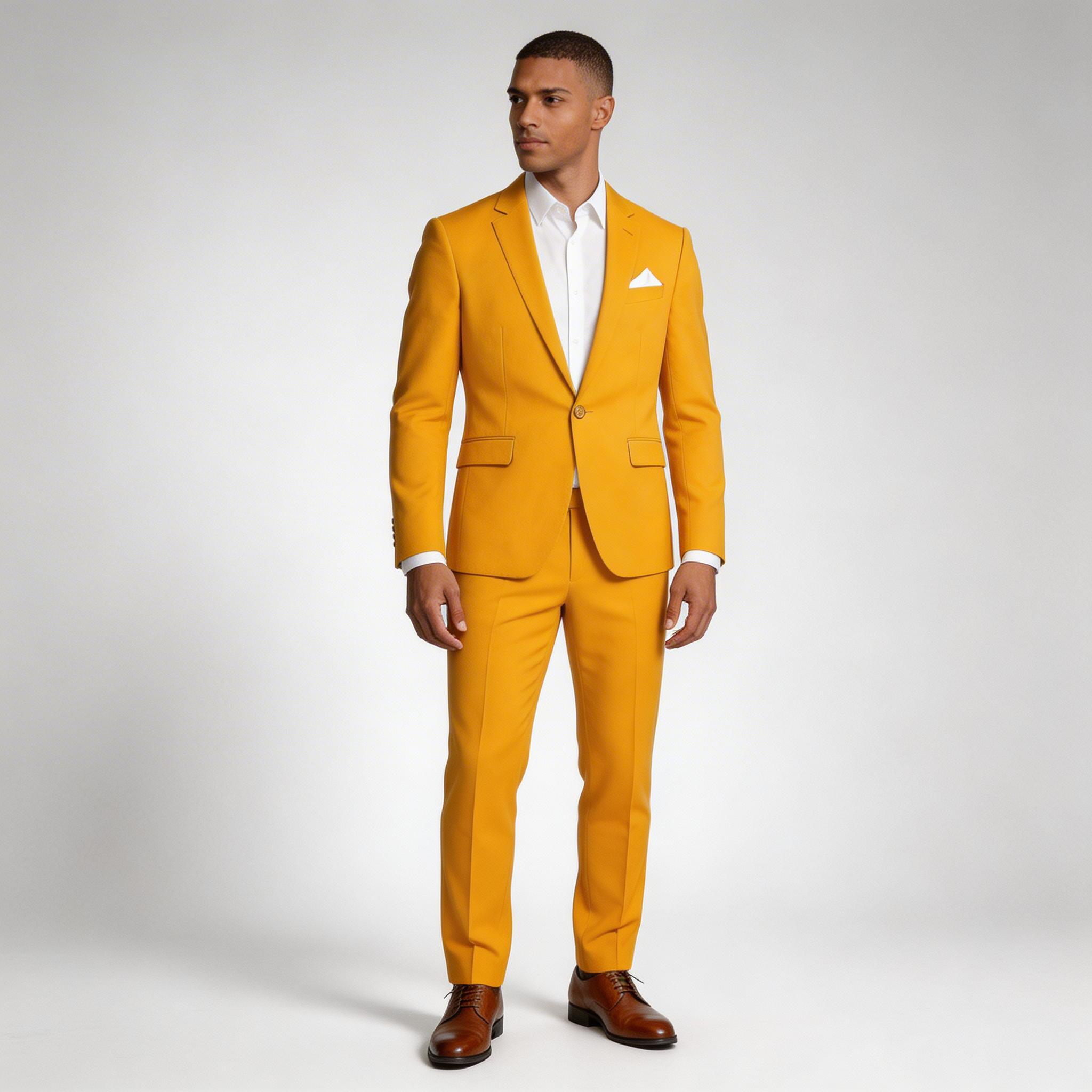 Single Button Blazer Tailored Trousers Suit Set for Men
