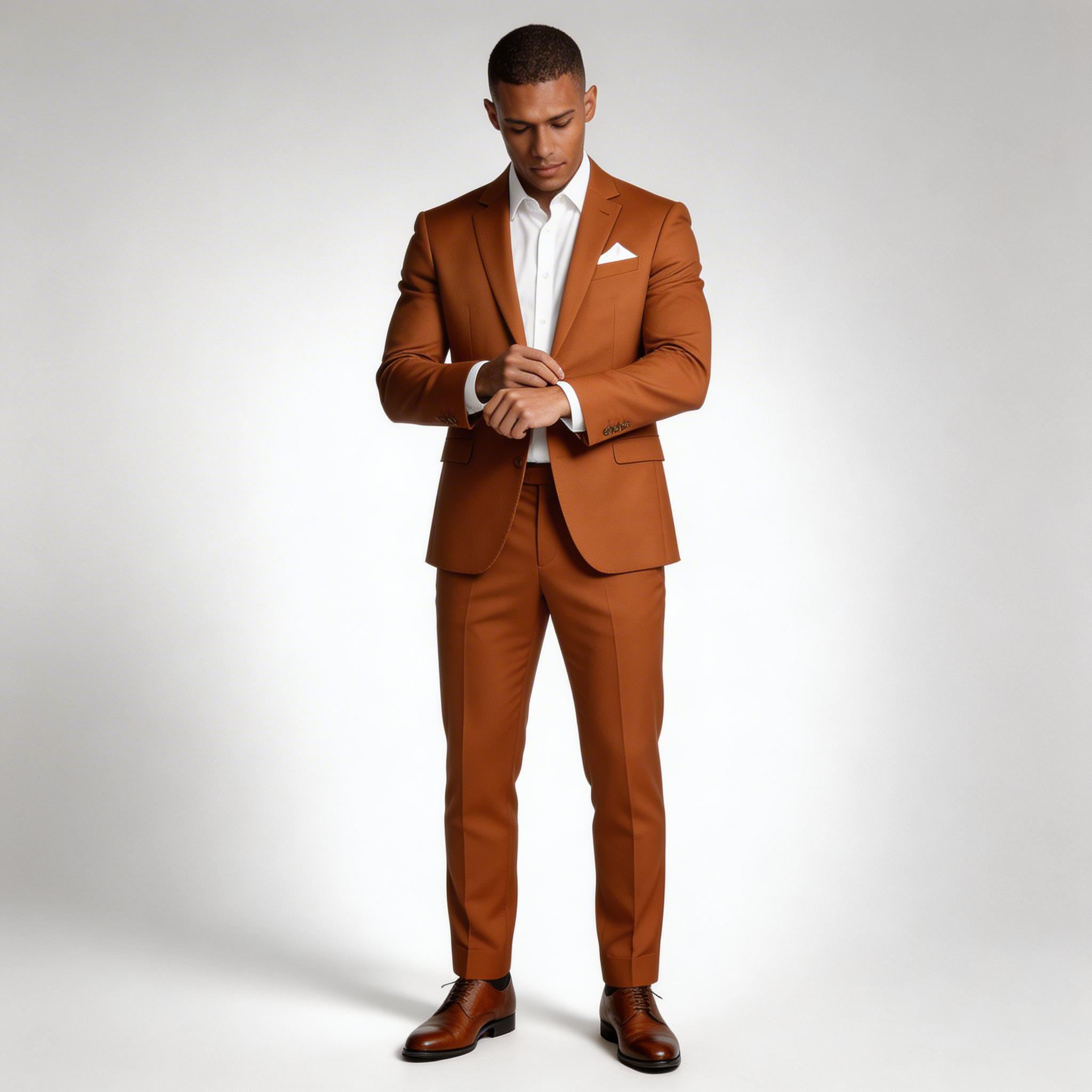 Single Button Blazer Tailored Trousers Suit Set for Men
