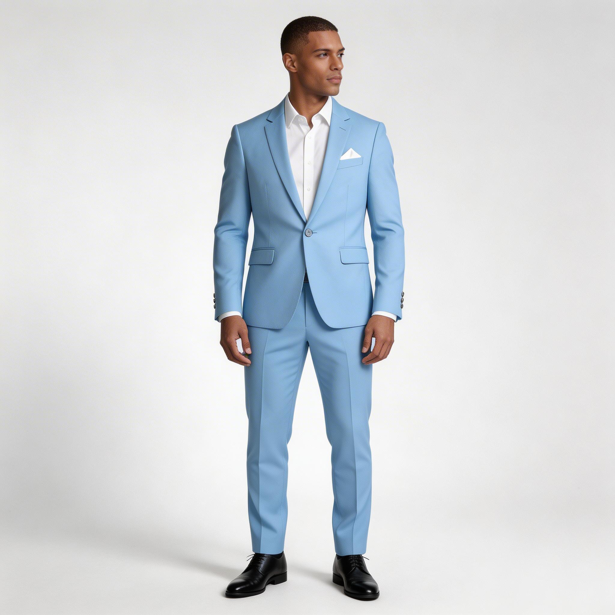 Single Button Blazer Tailored Trousers Suit Set for Men