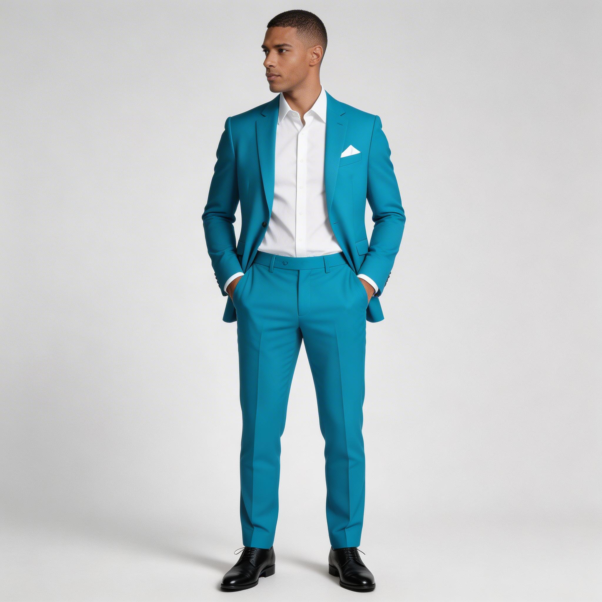 Single Button Blazer Tailored Trousers Suit Set for Men