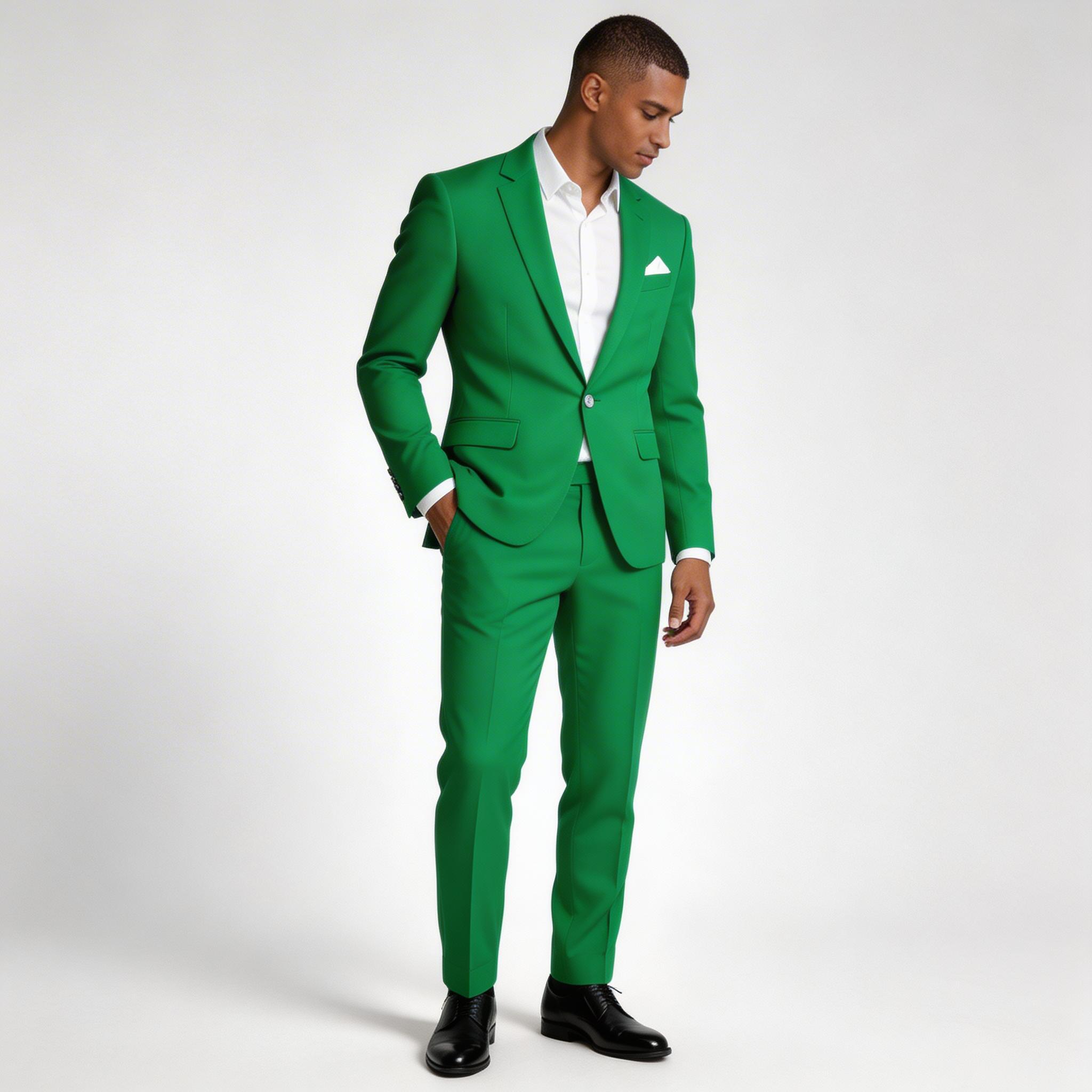 Single Button Blazer Tailored Trousers Suit Set for Men