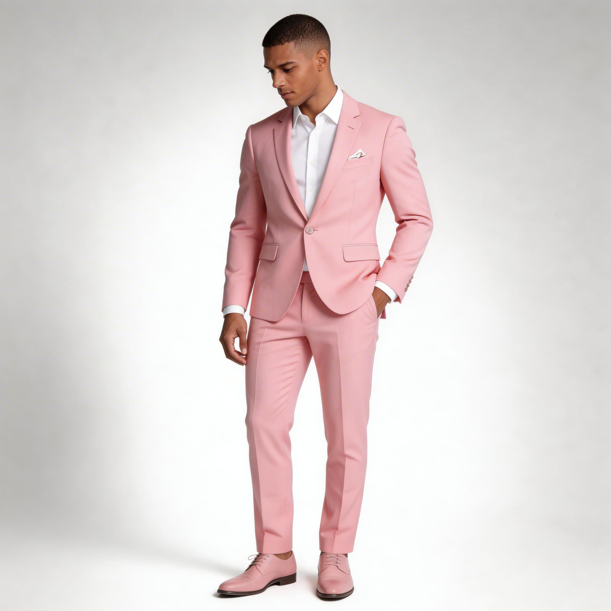 Single Button Blazer Tailored Trousers Suit Set for Men