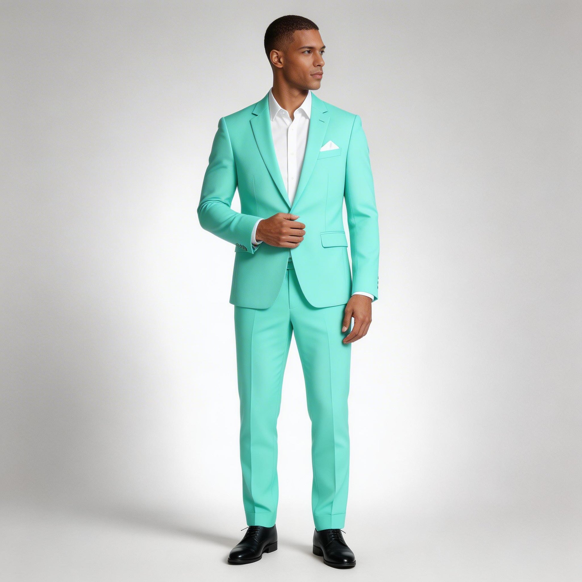 Single Button Blazer Tailored Trousers Suit Set for Men