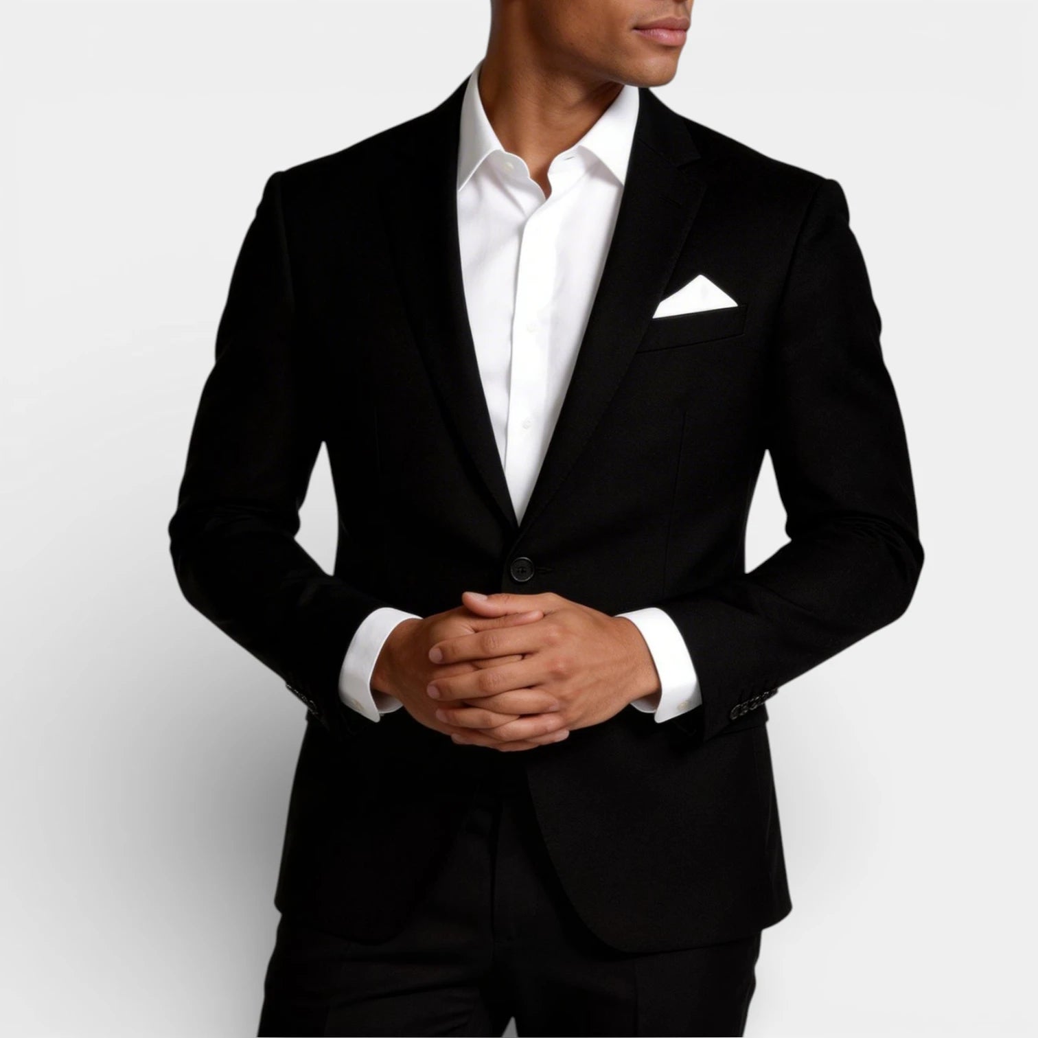 Single Button Blazer Tailored Trousers Suit Set for Men