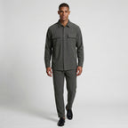 Ribbed Texture Button-Up Shirt Pants Set for Men