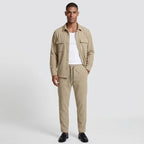 Ribbed Texture Button-Up Shirt Pants Set for Men
