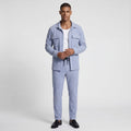 Ribbed Texture Button-Up Shirt Pants Set for Men