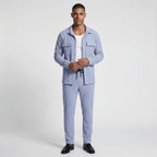 Ribbed Texture Button-Up Shirt Pants Set for Men