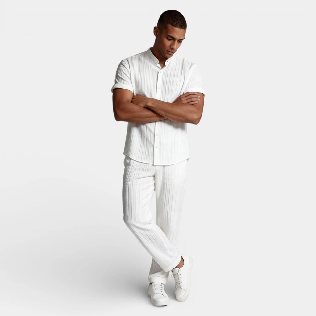 Button-Up Shirt Straight Leg Pants Two-Piece Set for Men