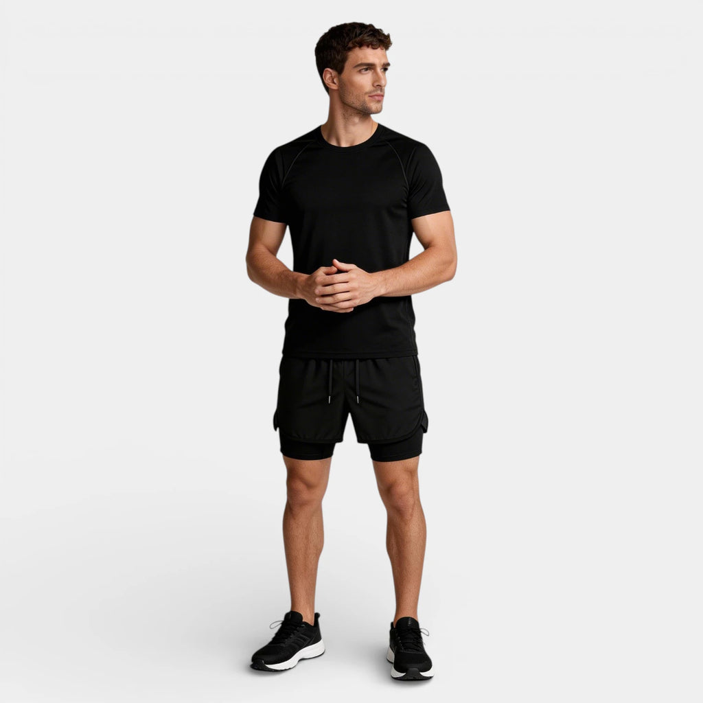 Athletic T-Shirt Drawstring Shorts Two-Piece Set for Men