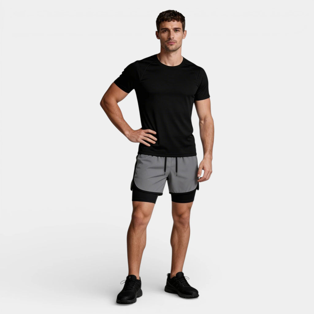 Athletic T-Shirt Drawstring Shorts Two-Piece Set for Men