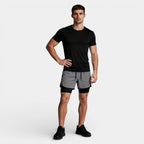 Athletic T-Shirt Drawstring Shorts Two-Piece Set for Men