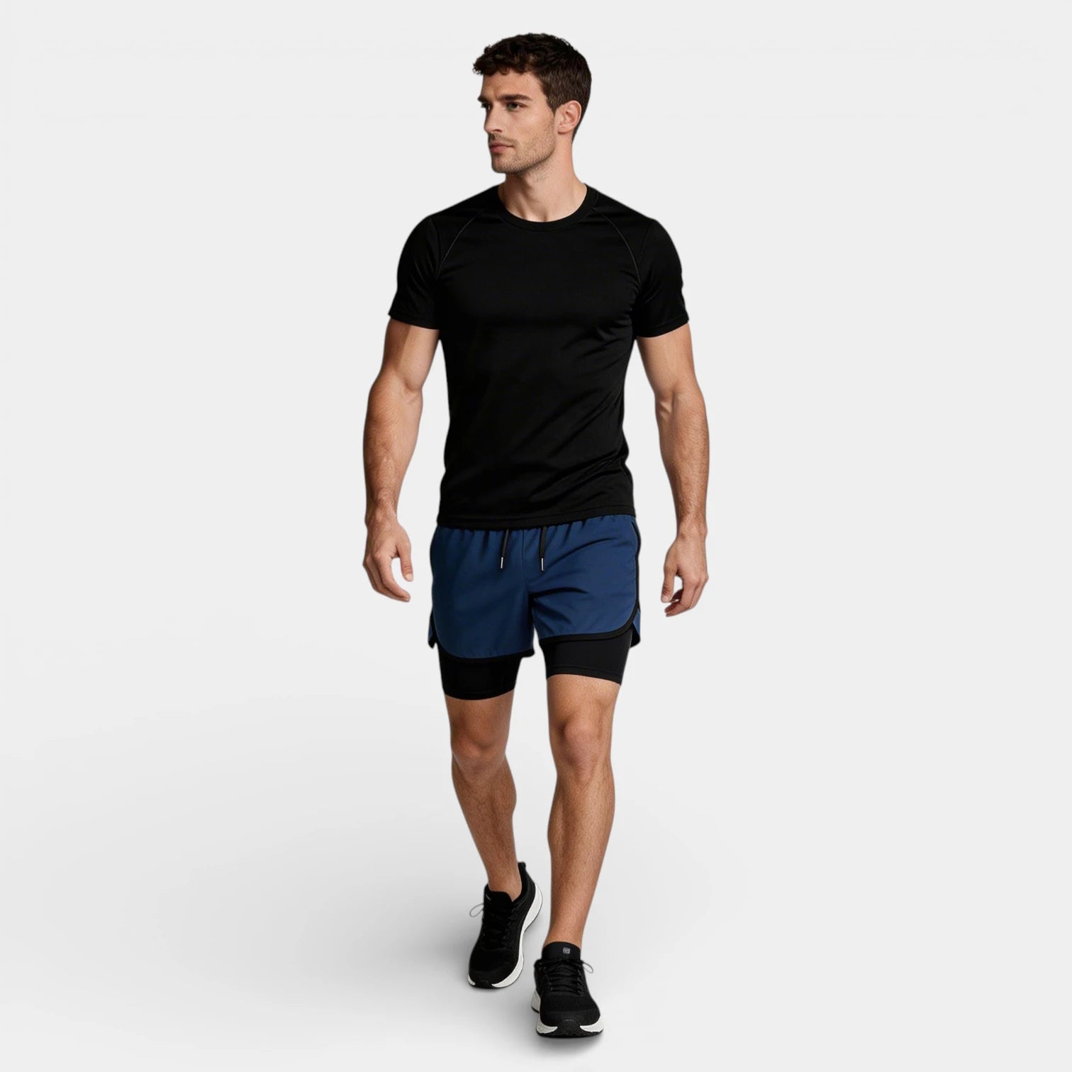Athletic T-Shirt Drawstring Shorts Two-Piece Set for Men