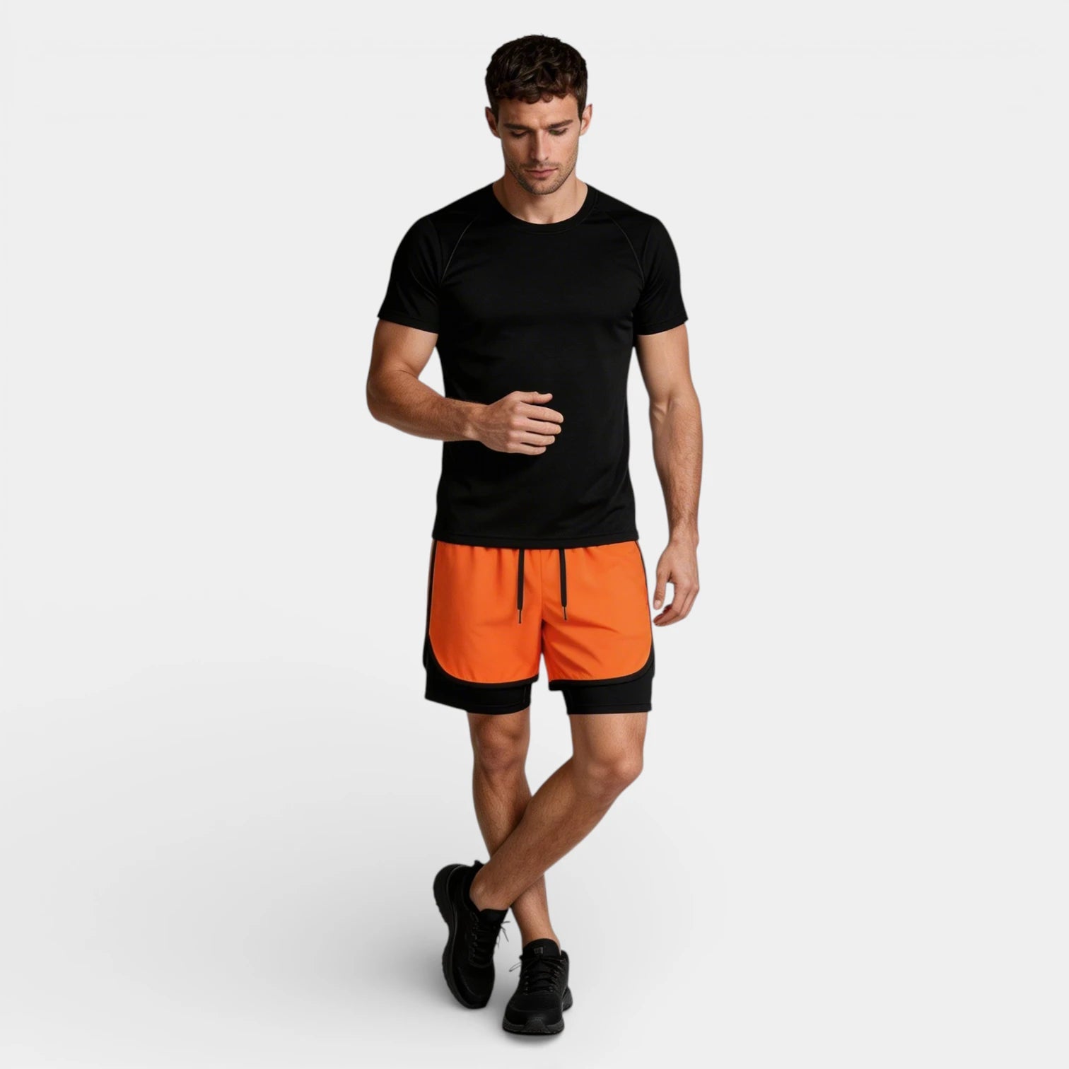 Athletic T-Shirt Drawstring Shorts Two-Piece Set for Men
