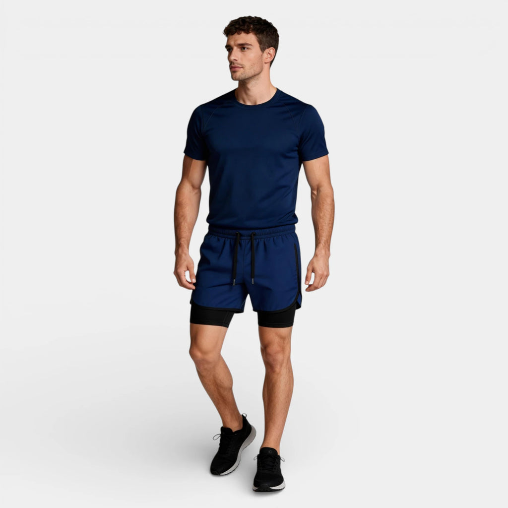 Athletic T-Shirt Drawstring Shorts Two-Piece Set for Men