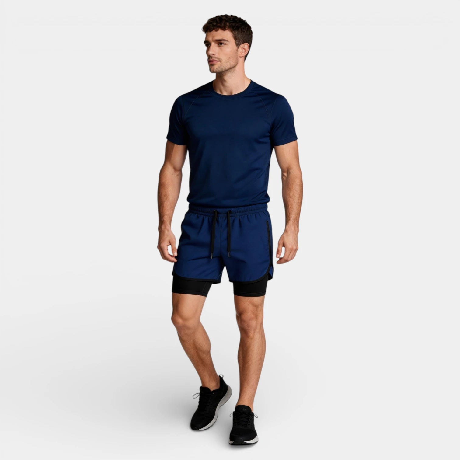 Athletic T-Shirt Drawstring Shorts Two-Piece Set for Men