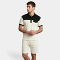 Waffle Texture Polo Shirt Shorts Set Regular Fit for Men