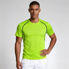 Crew Neck Athletic T-Shirt Contrast Panel for Men